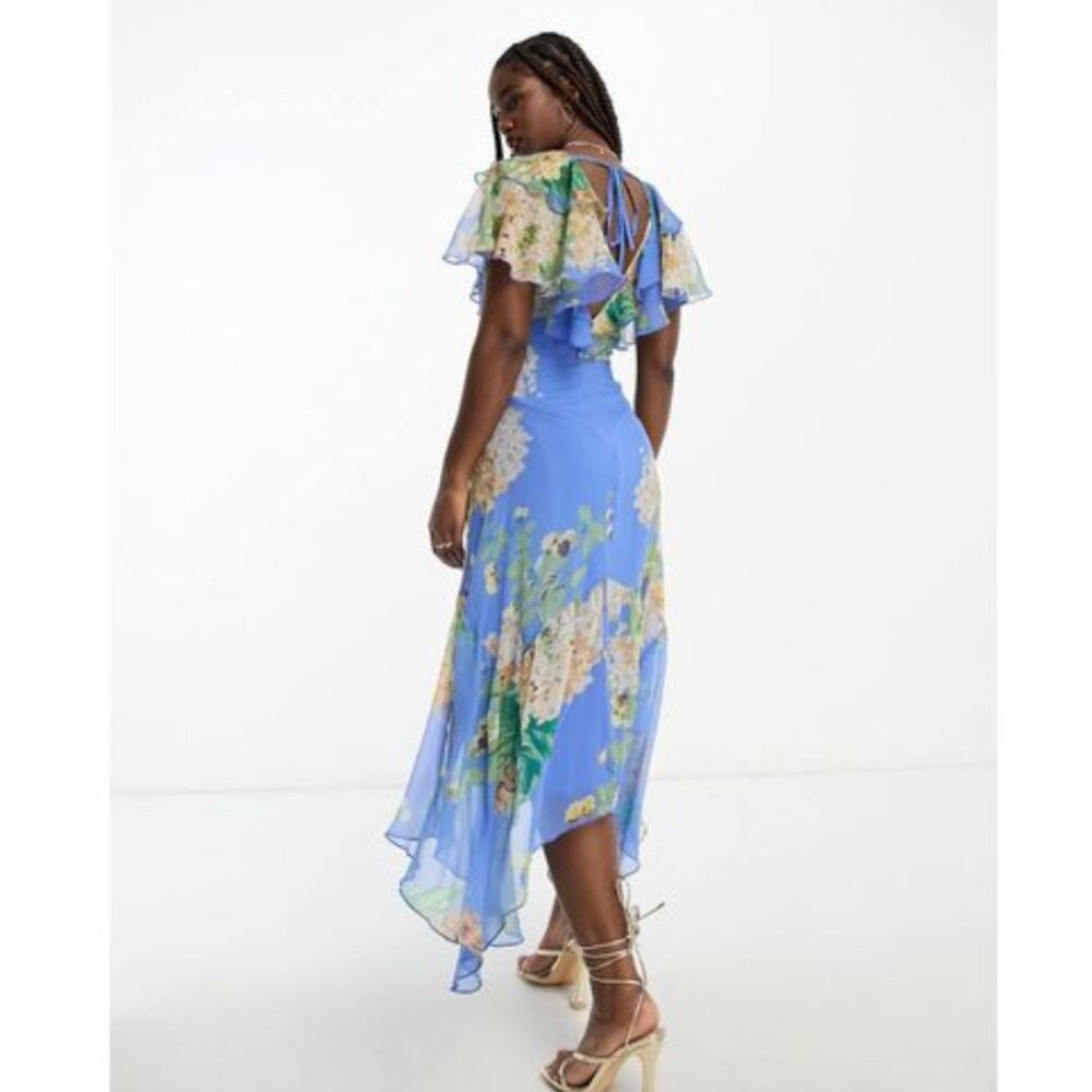 Asos Design V Front V Back Ruffle Midi Dress With… - image 2